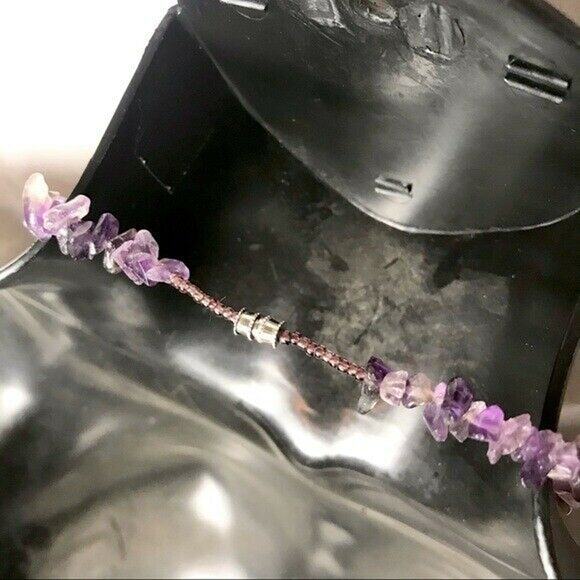 Bundle of 2 Necklaces Amethyst & Stone Jewelry Mother of Pearl Style Stones - Picture 6 of 7